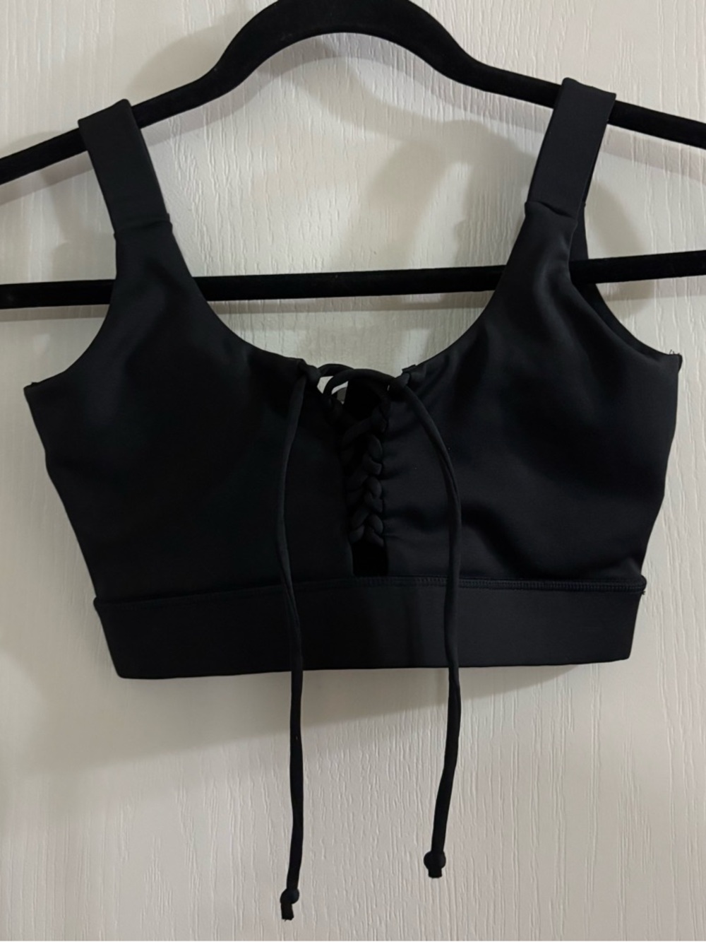 Guess Black Lace-Up Sports Bra